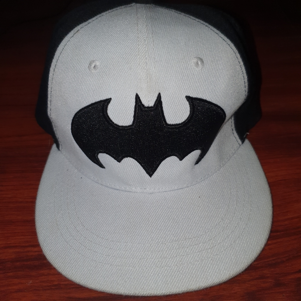Batman Cap DC Comics Hat Adjustable Six Flags Logo White